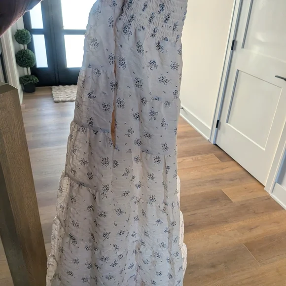 Altar'd State Cream Maxi Skirt with Blue Floral Print - Picture 3 of 10
